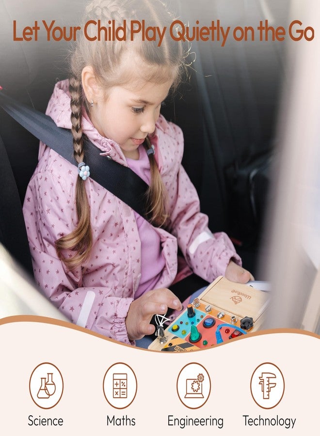 Woodtoe Montessori Toys for Toddler 3 4 5 Year Old, 3-in-1 Busy Board with LED Light Switch, Screwdriver Board Set, Lock and Key Toy, Educational Sensory Toys, Fine Motor Skill Christmas Toys for Kids - Image 5